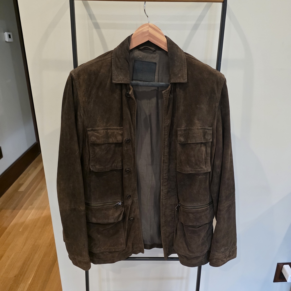 All Saints Chocolate Suede Military Jacket